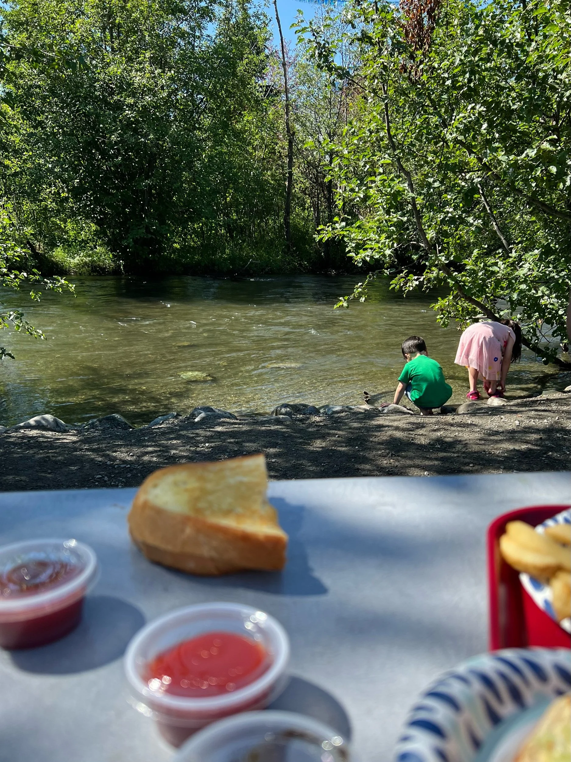 Eating by the creek