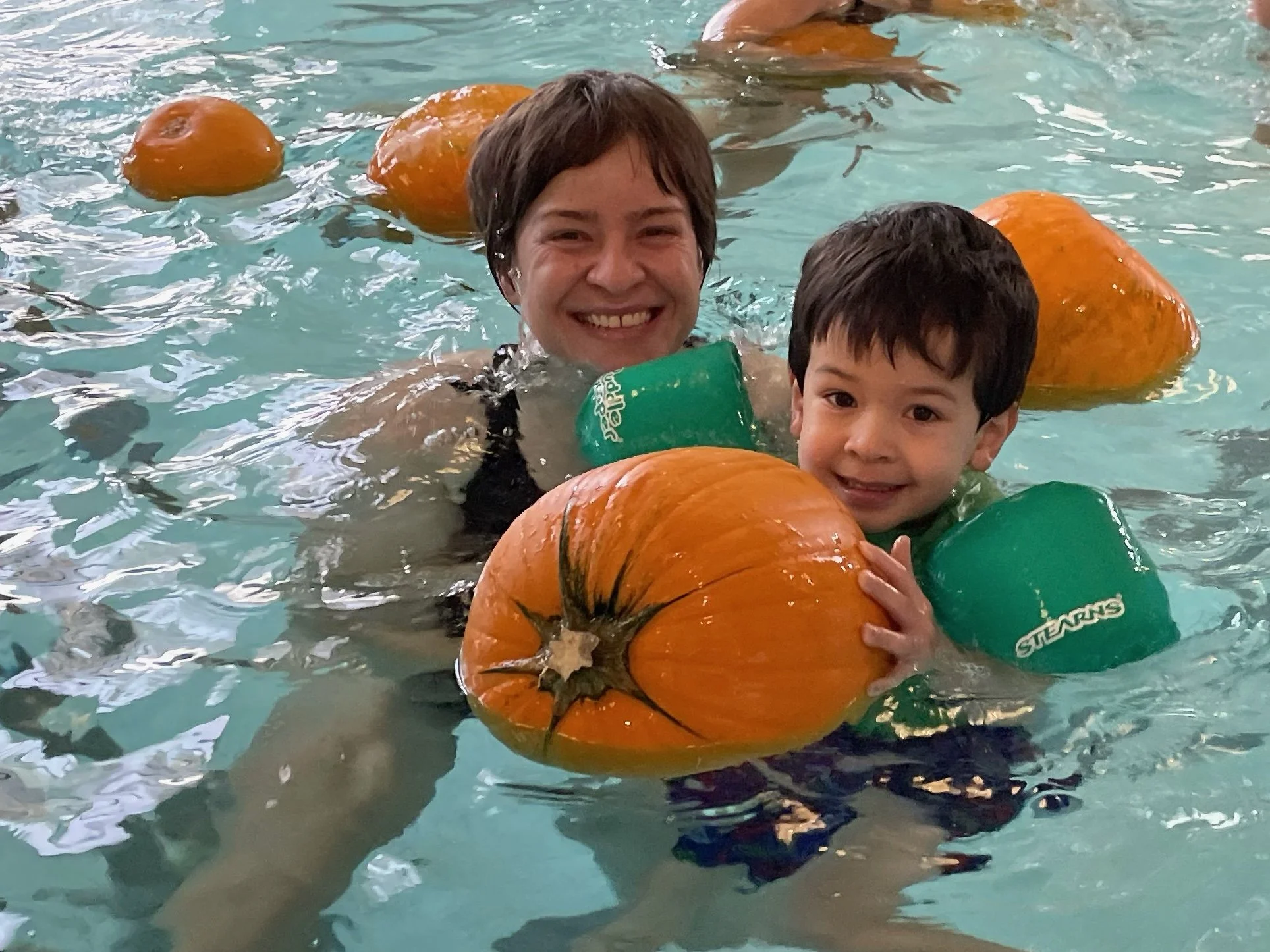 We swam with pumpkins
