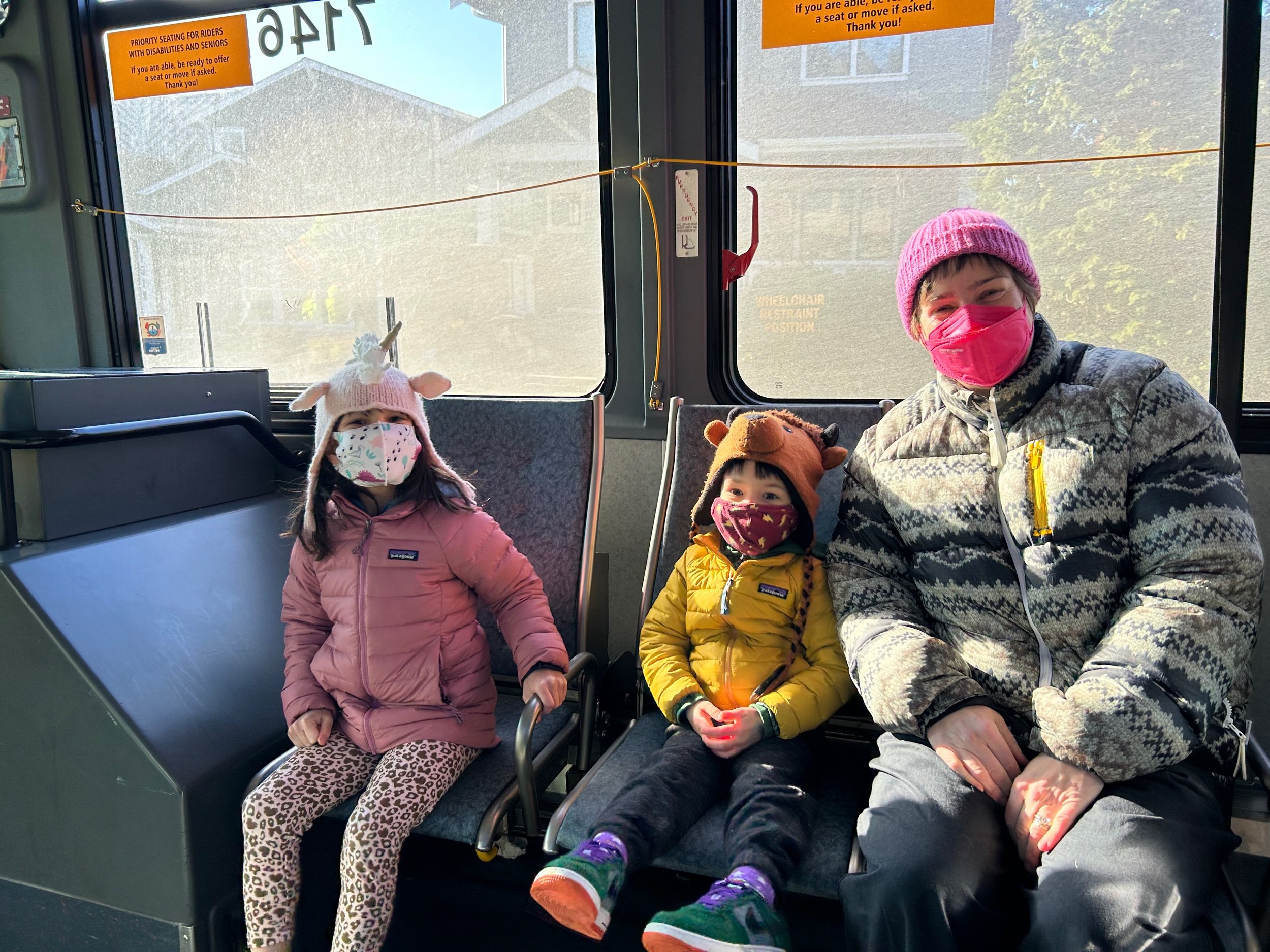 Bundled-up on the bus