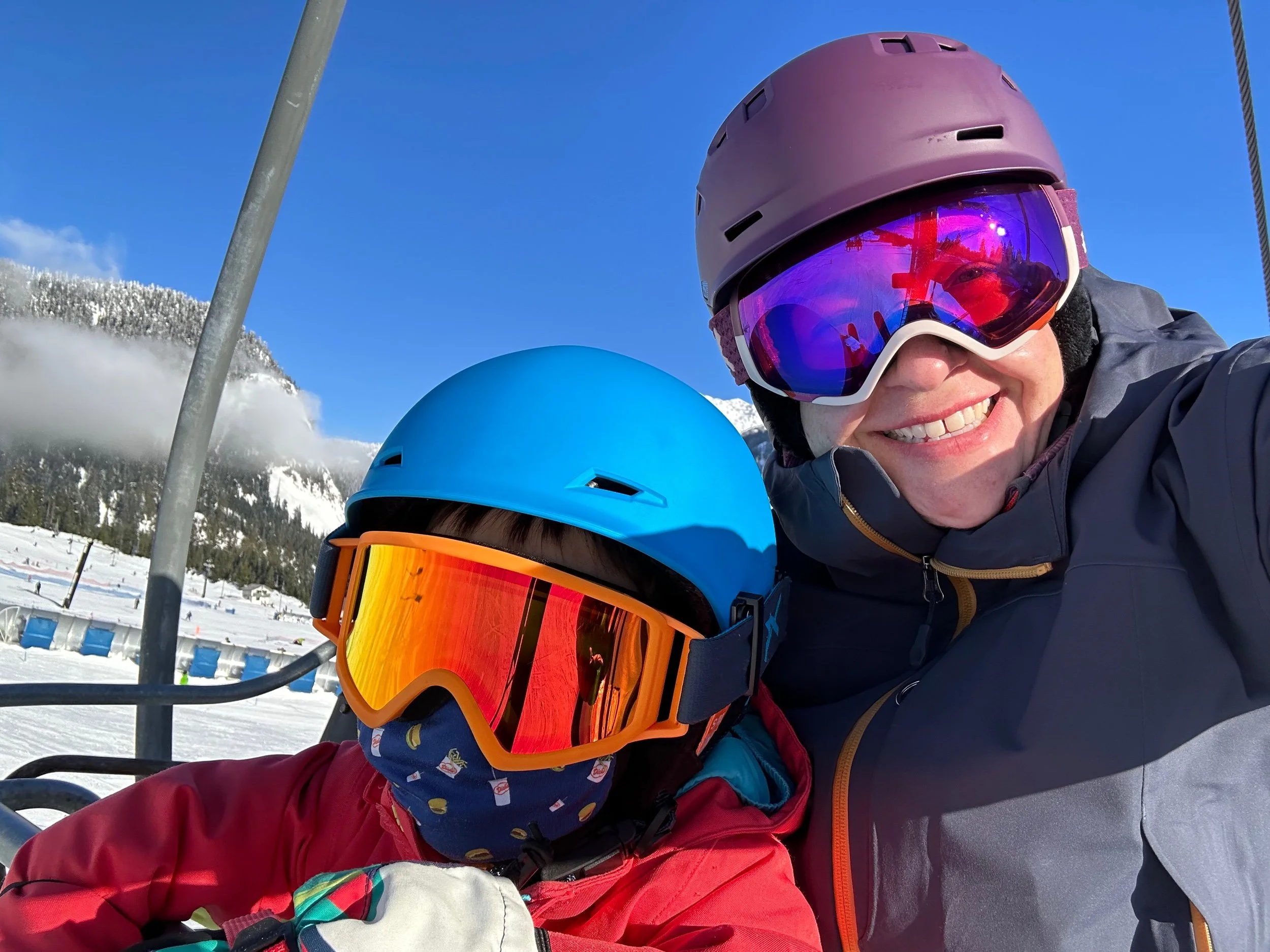 Mother son ski day