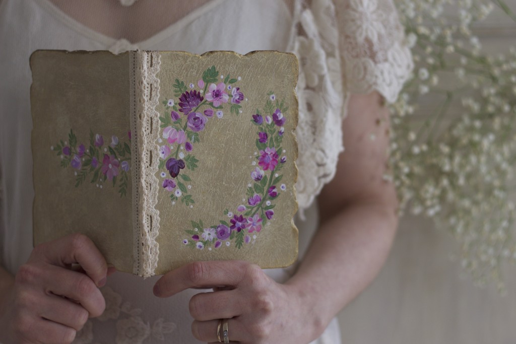 hand painted wedding vow book
