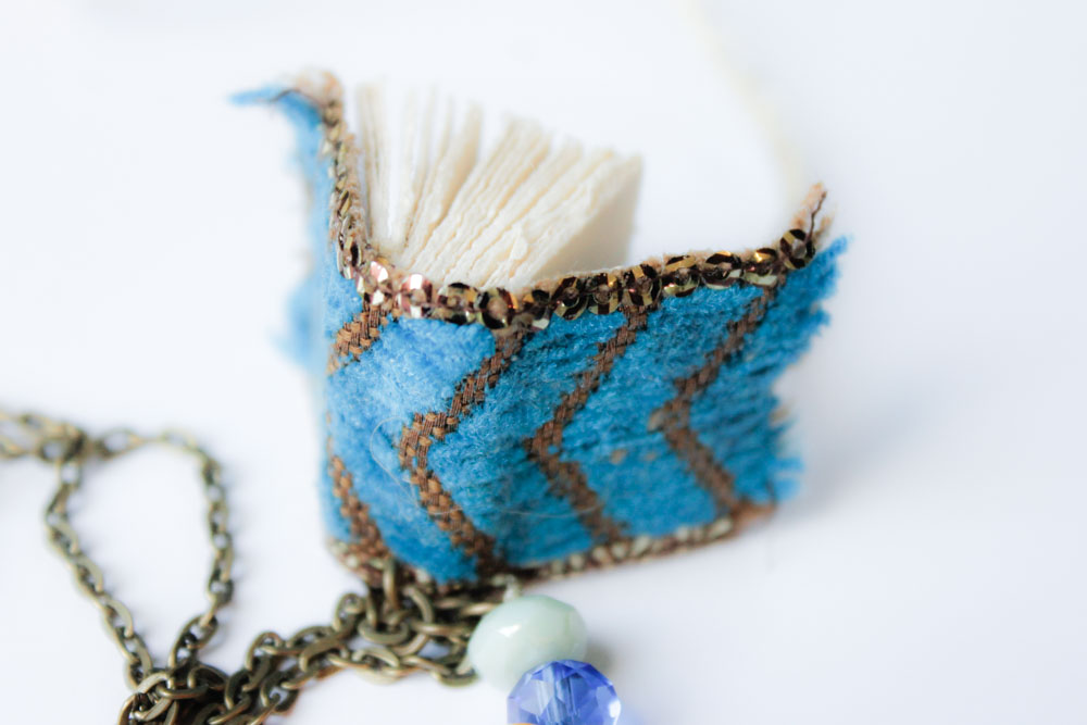 Firuzeh boho velvet book necklace