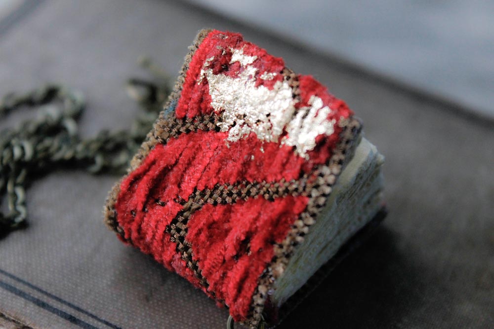 red velvet book necklace