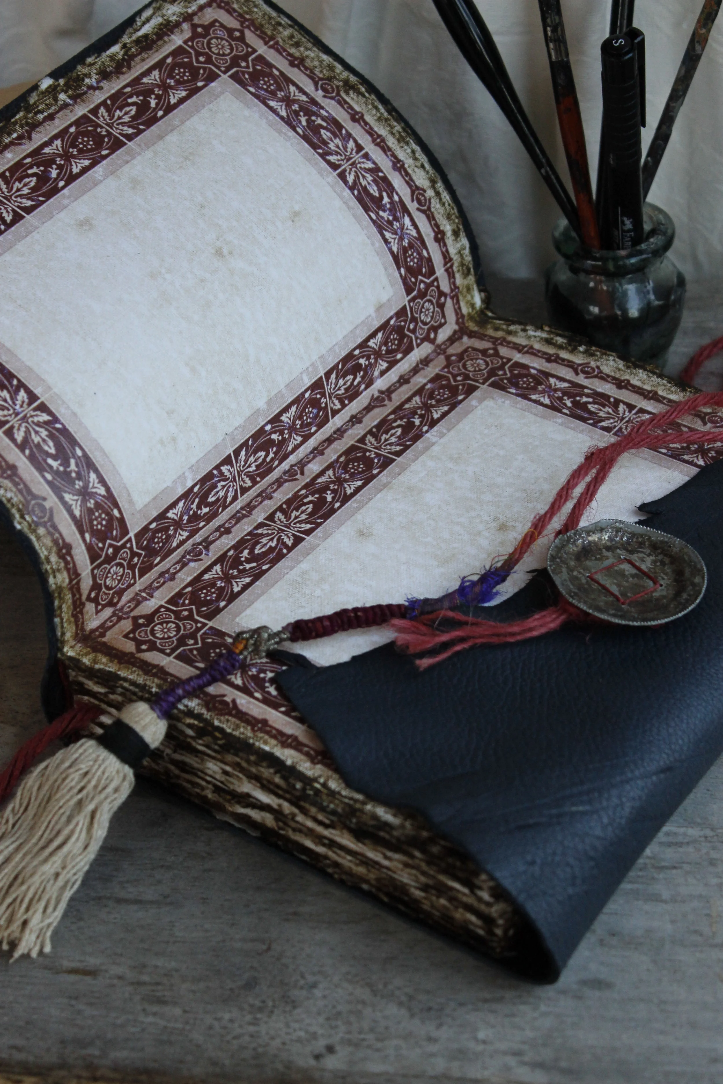 reclaimed leather art journal