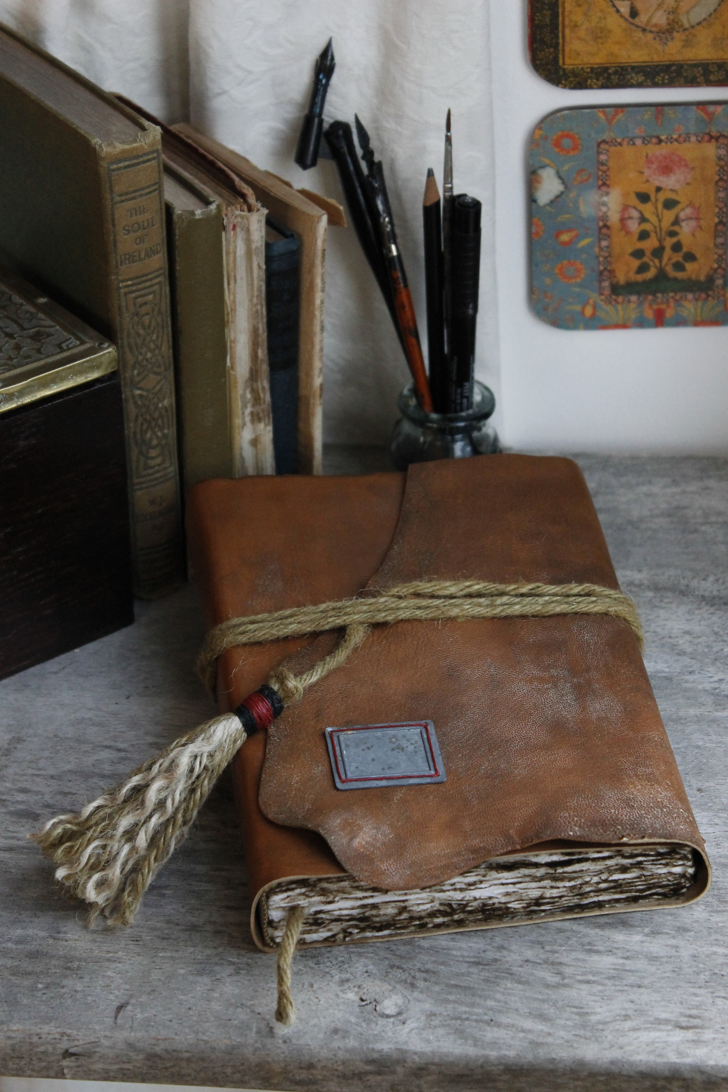 reclaimed leather art journal
