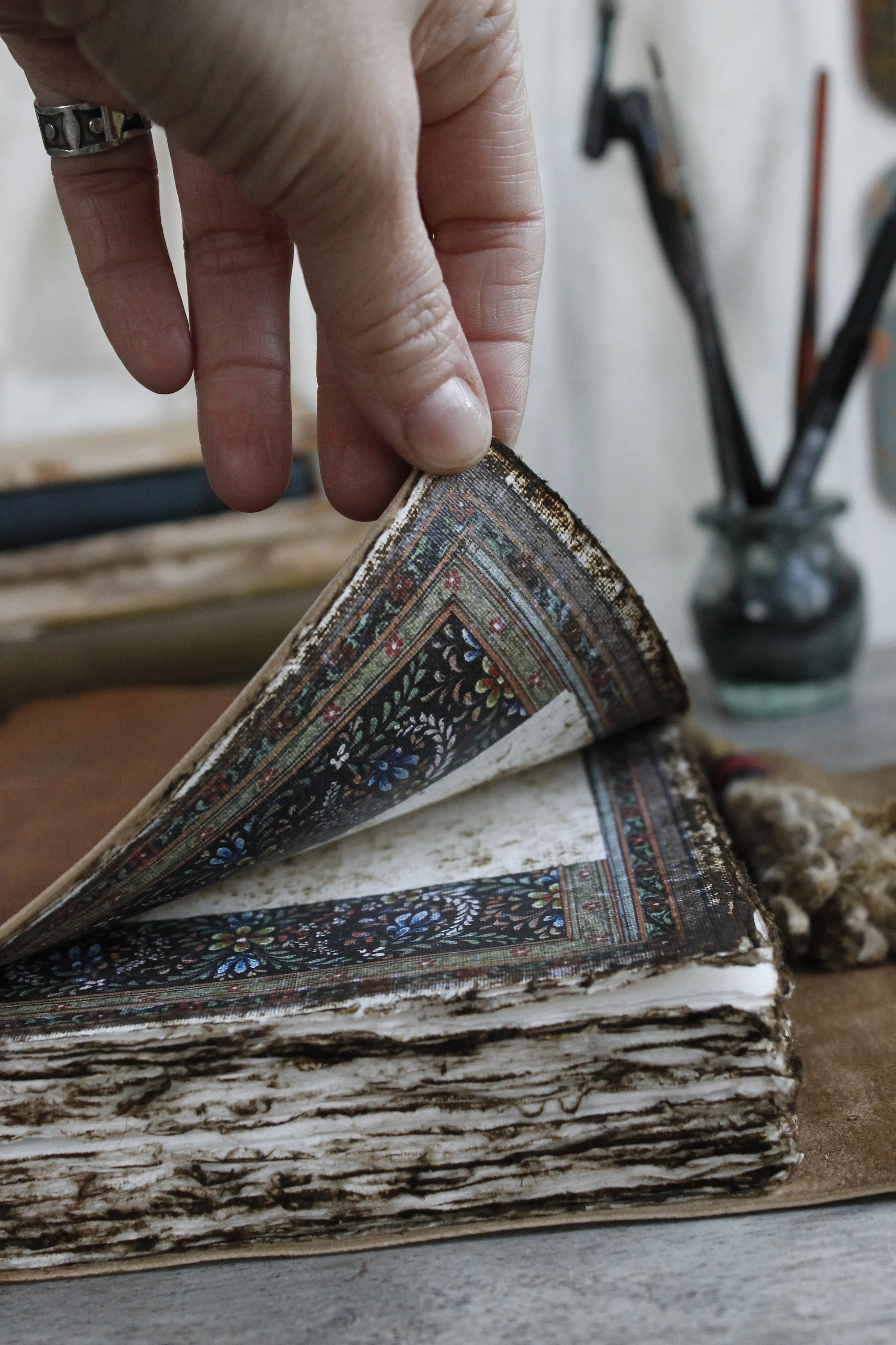 reclaimed leather art journal