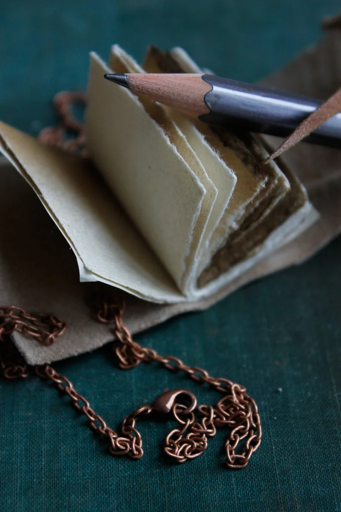 reclaimed black leather book jewellery
