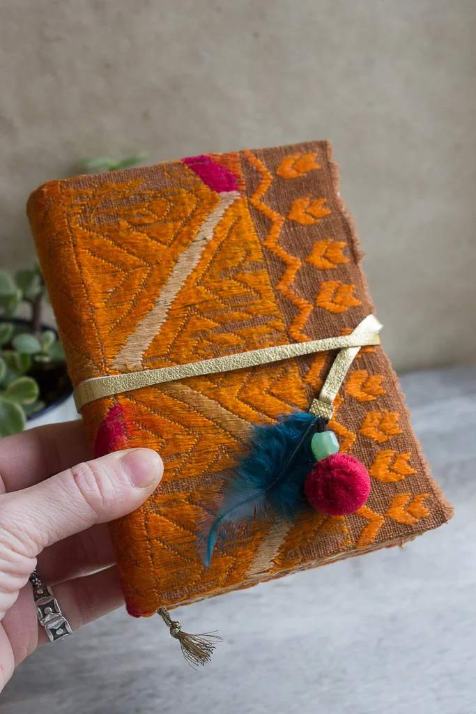 Vintage Swati fabric art journal