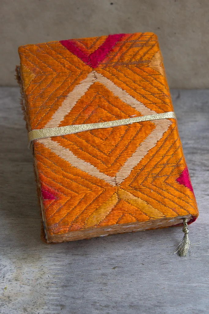 Vintage Swati fabric art journal