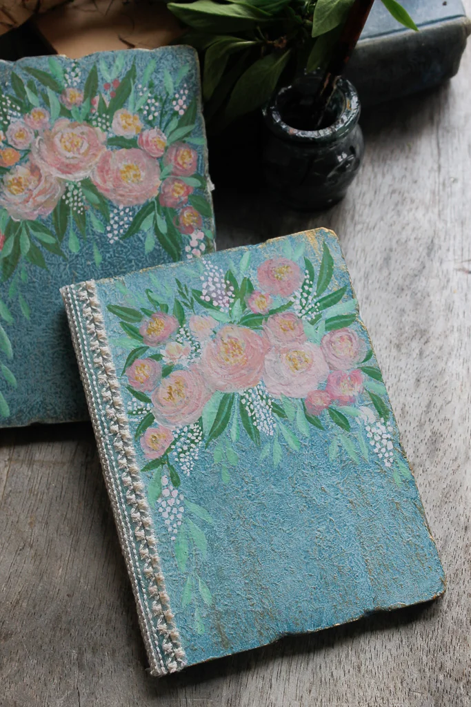 hand painted rose wedding vow booklets