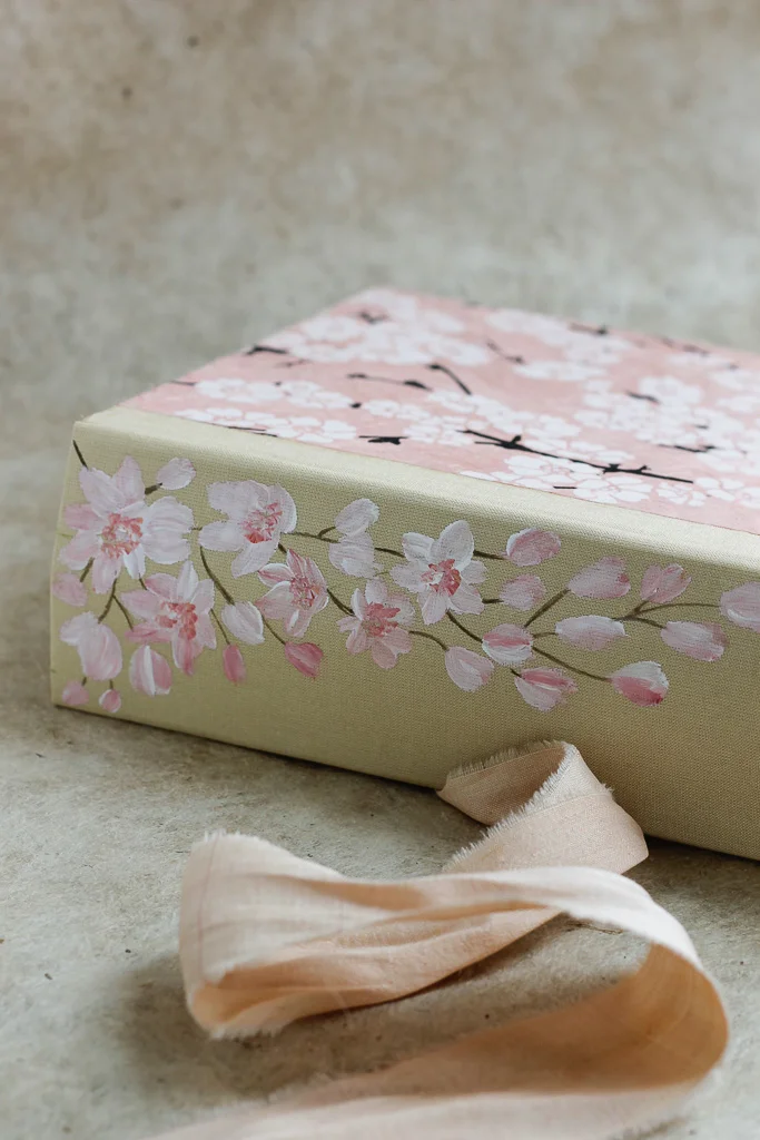 Cherry blossom wedding guest book