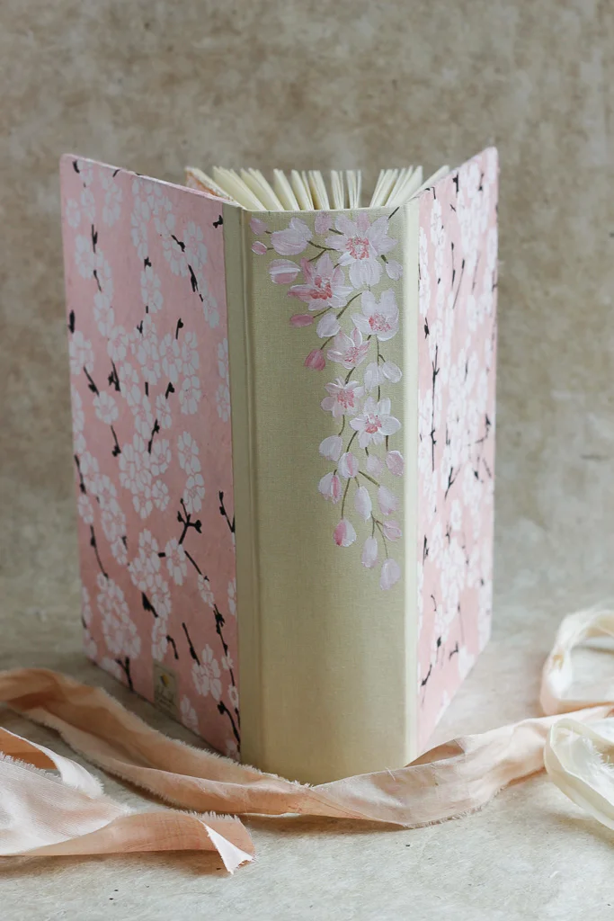 Cherry blossom wedding guest book