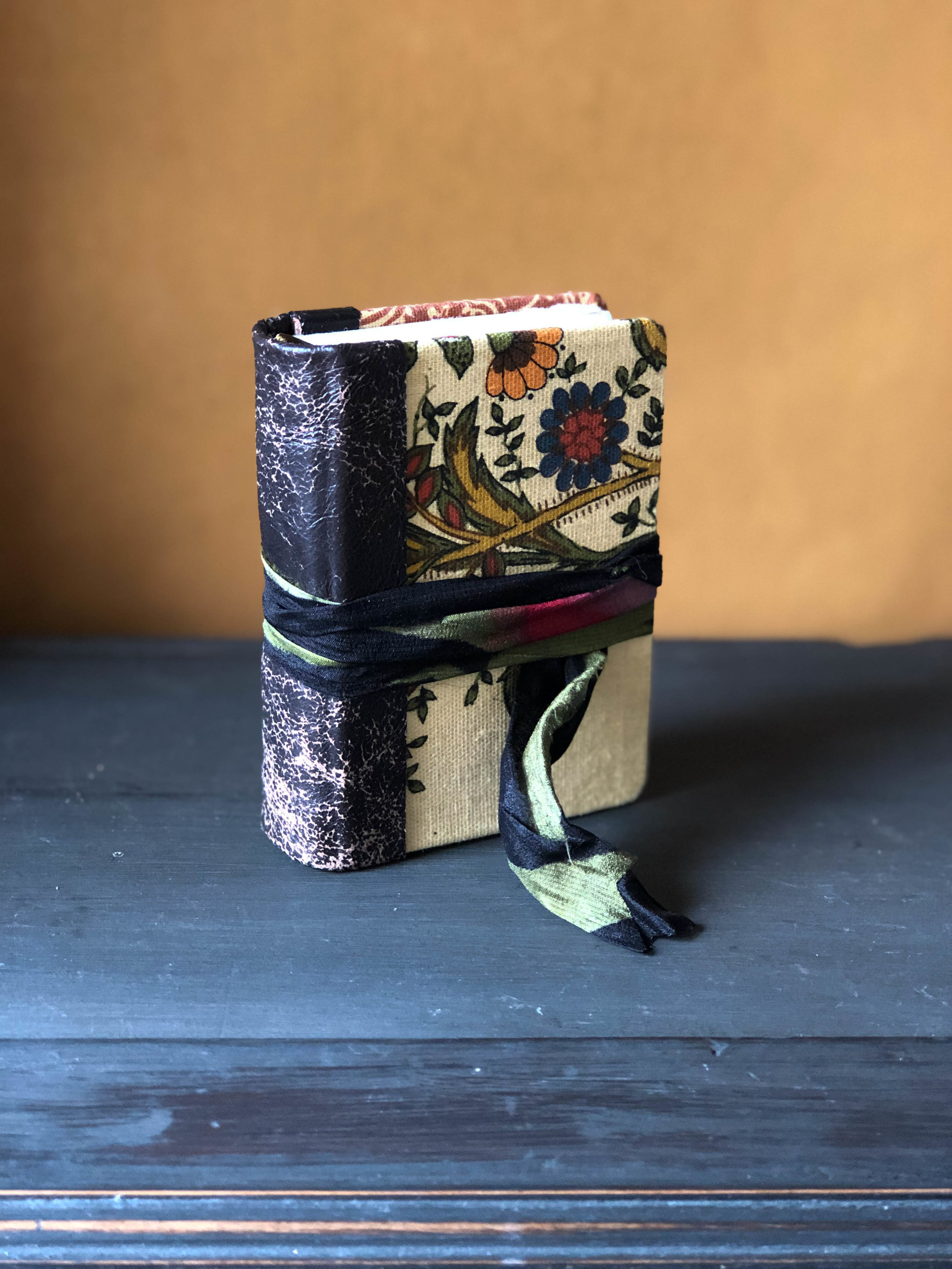 Quarter leather bound art journal with khadi cotton rag watercolour paper