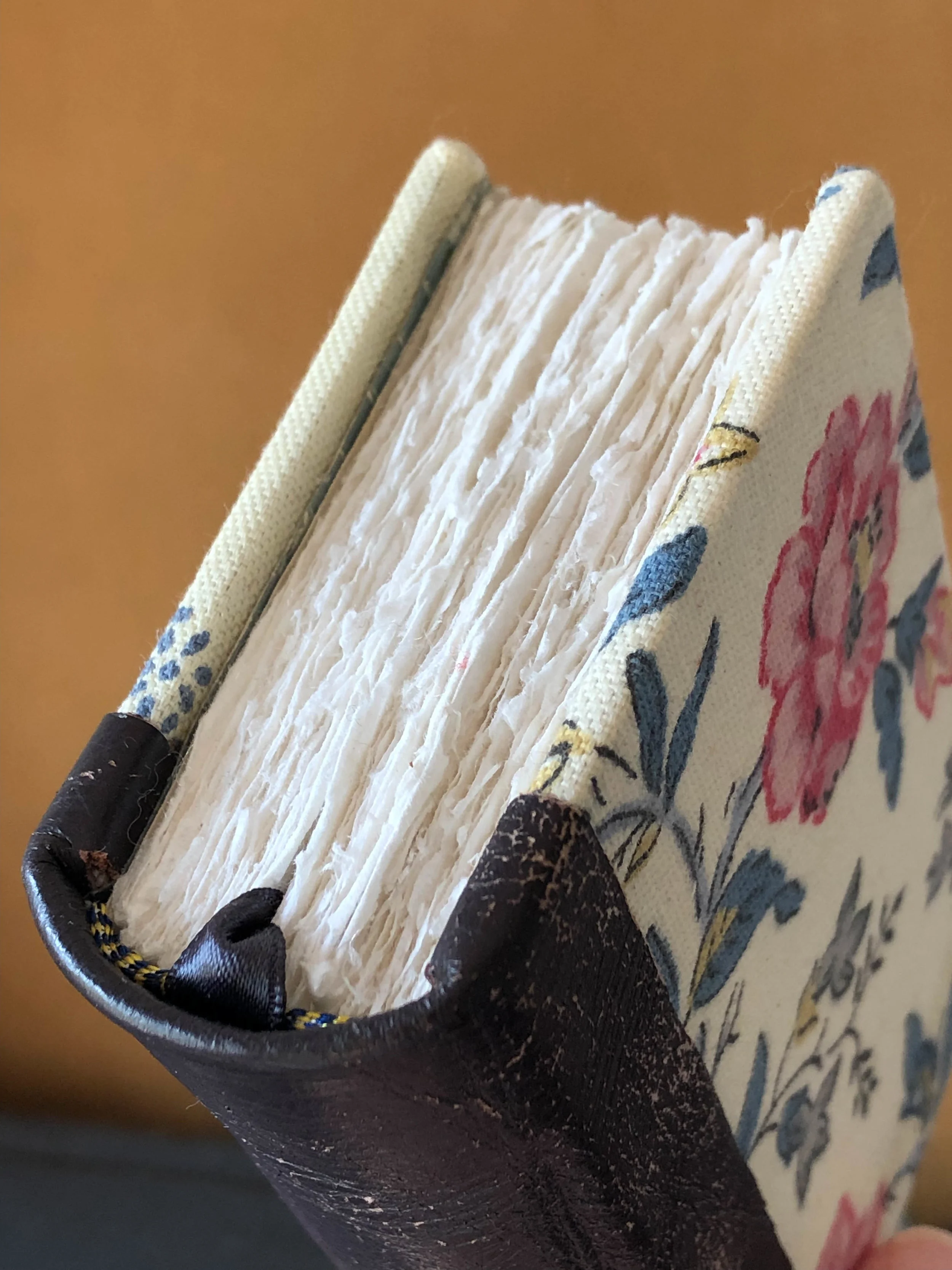 Quarter leather bound art journal with khadi cotton rag watercolour paper
