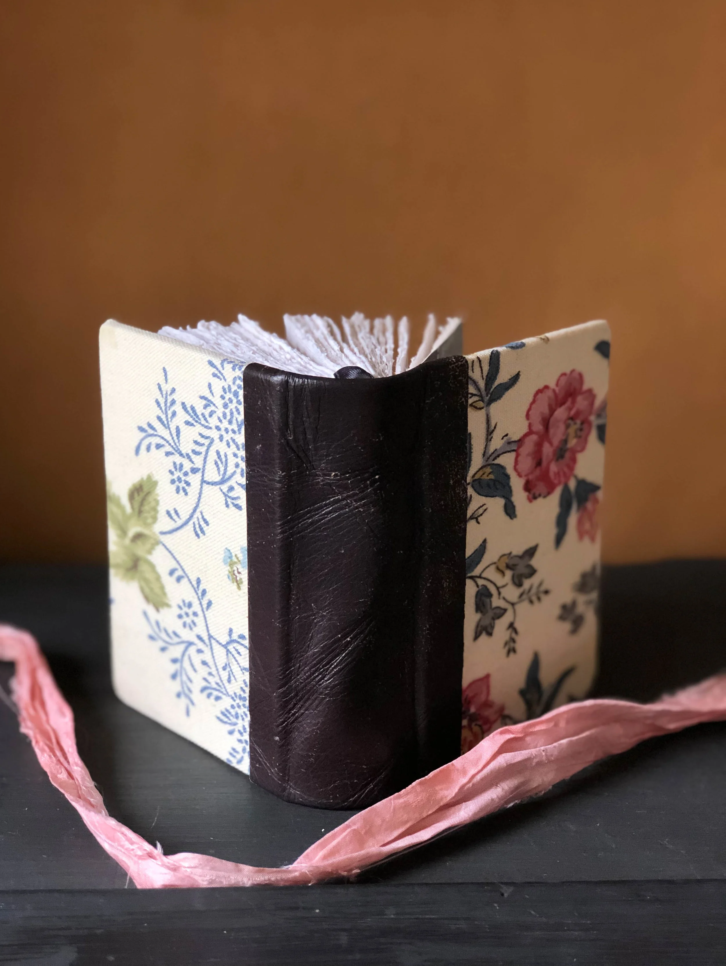 Quarter leather bound art journal with khadi cotton rag watercolour paper