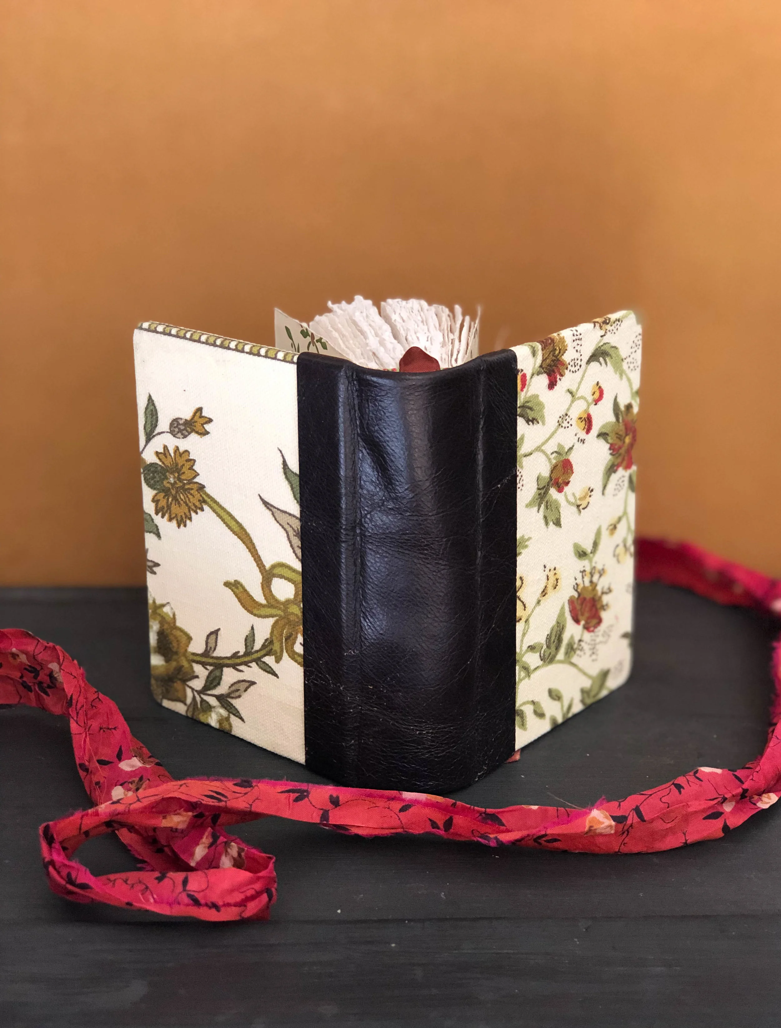 Quarter leather bound art journal with khadi cotton rag watercolour paper
