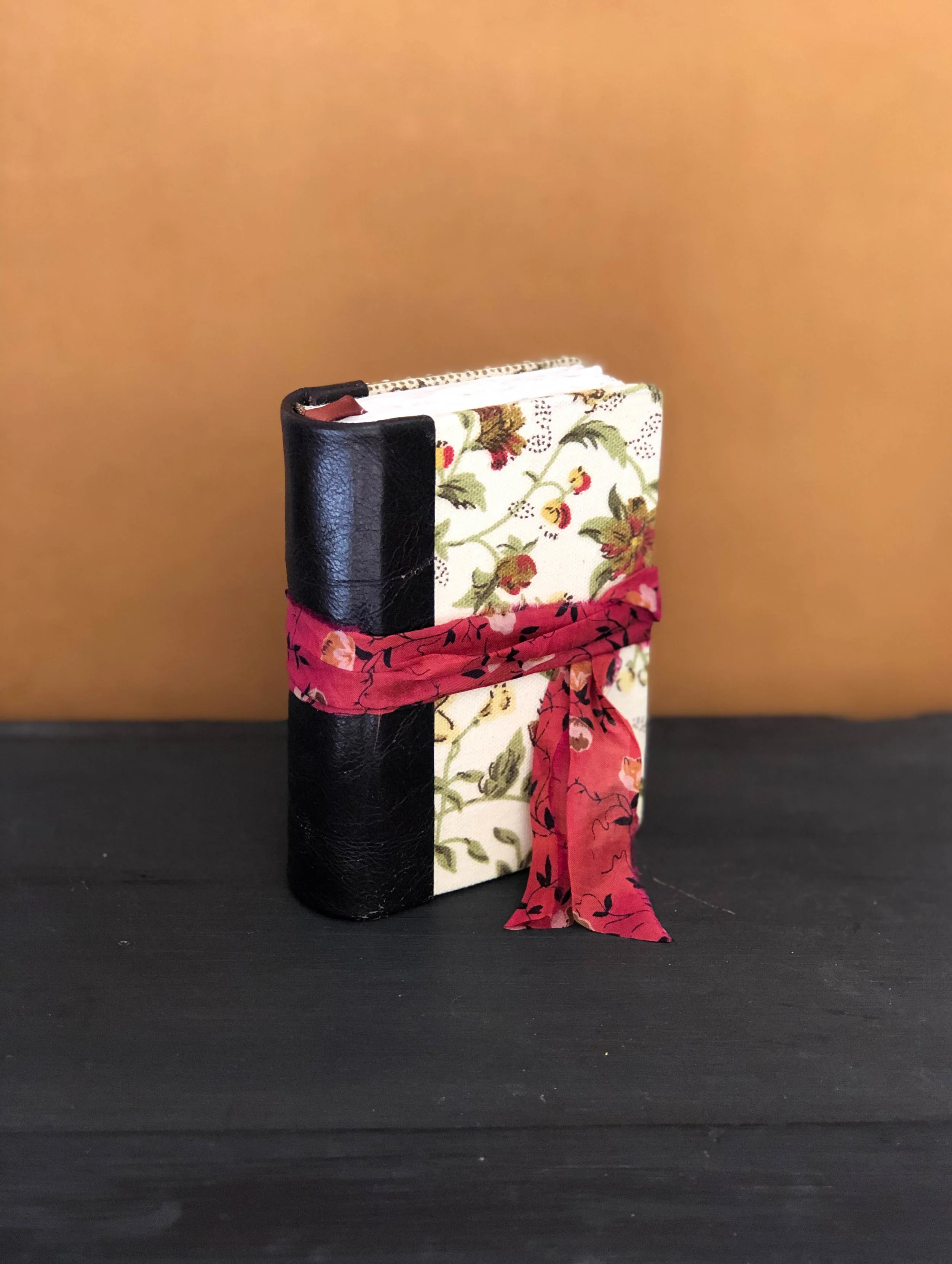 Quarter leather bound art journal with khadi cotton rag watercolour paper