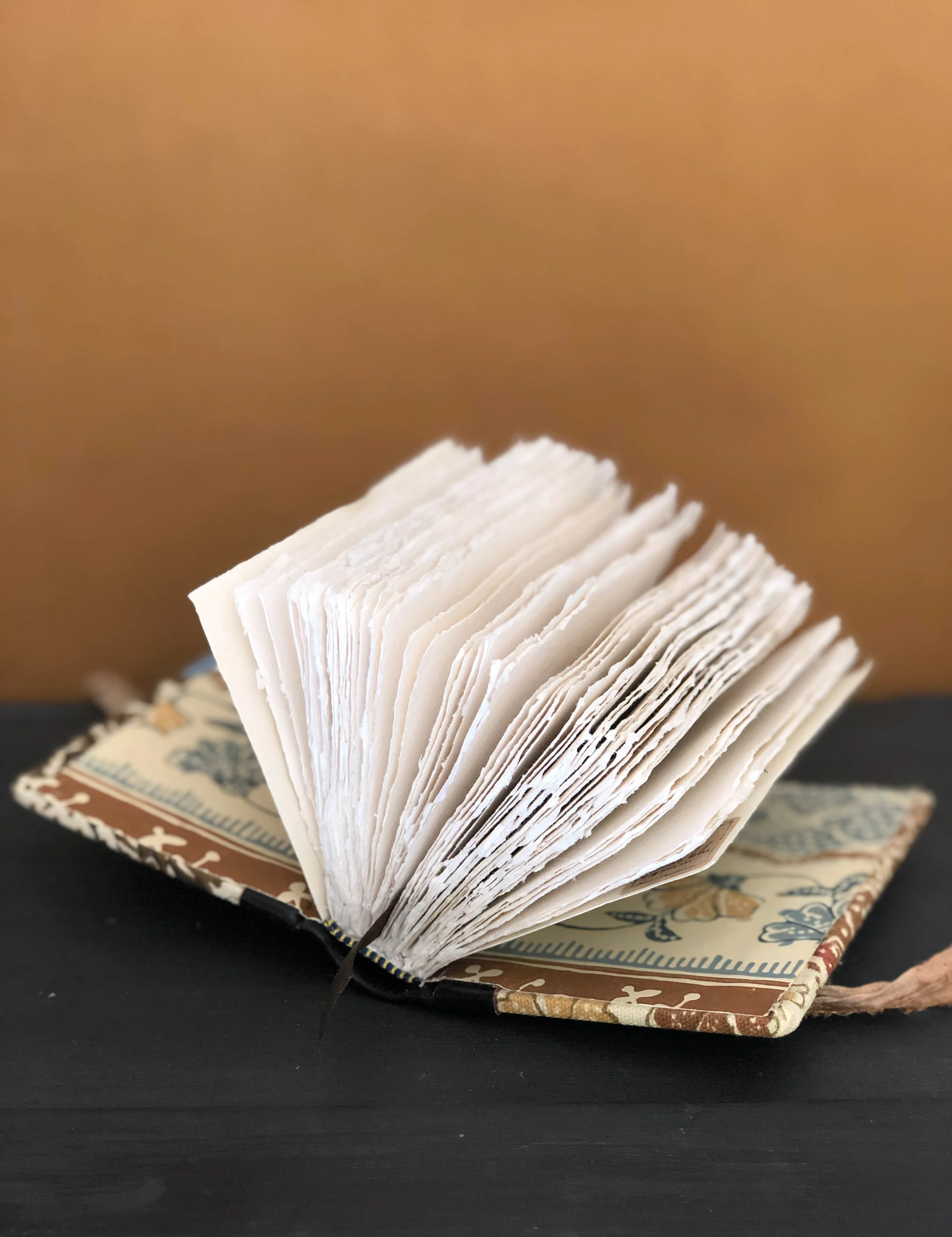 Quarter leather bound art journal with khadi cotton rag watercolour paper