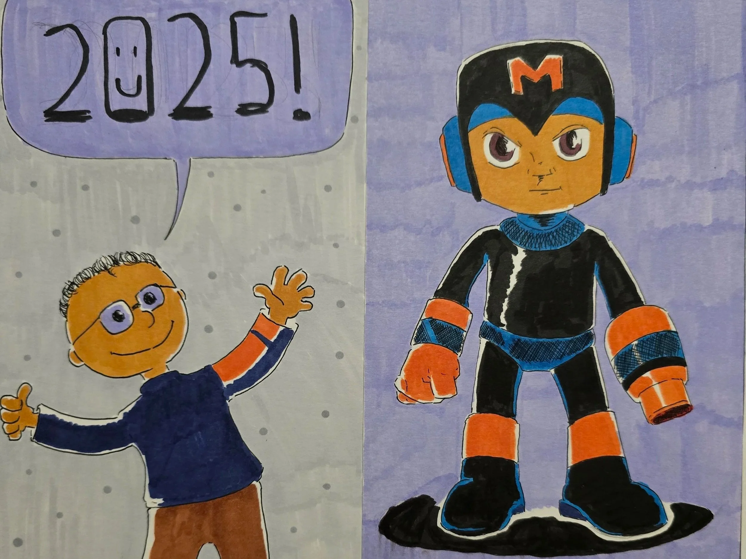 Graduation 2025: These were on my mortarboard. The left was my homage to The Peanuts and the right my Morgan State Mega Man.