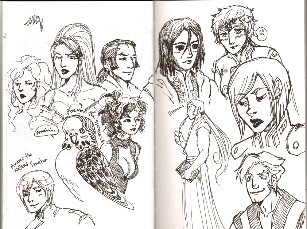 Exalted game sketchbook page