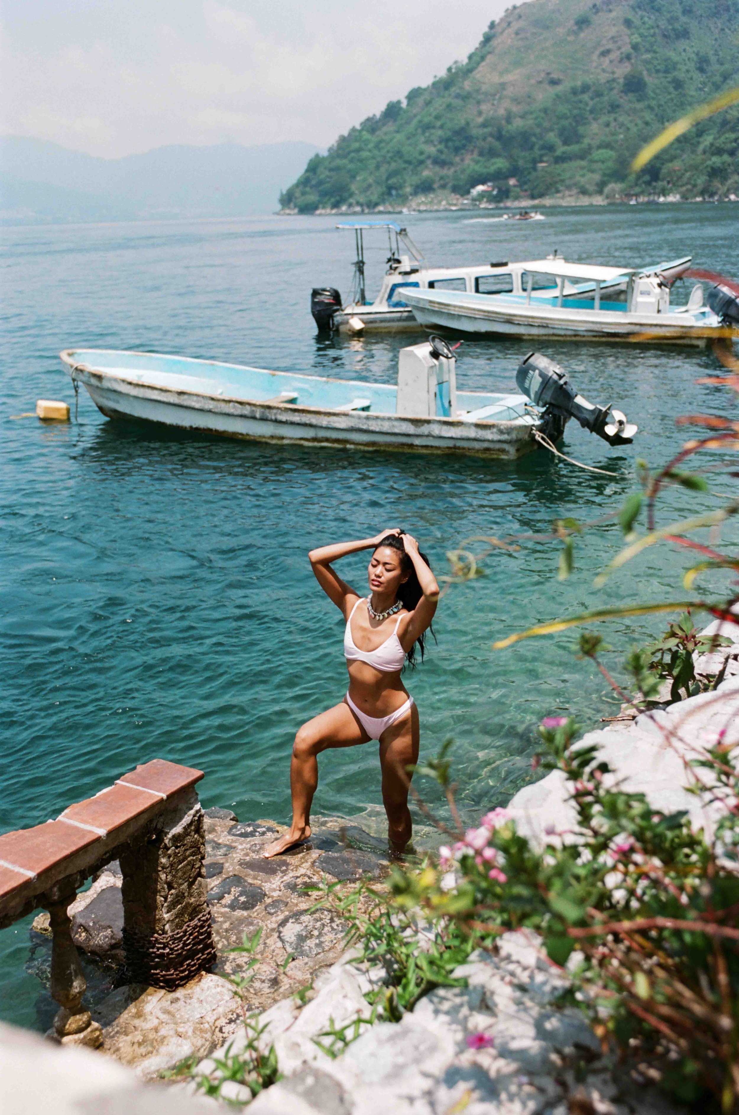  35mm film photos captured by photographer Susan Berry (BerryFace) in Lake Atitlan, Guatemala for Gooseberry Intimates.  Susan Berry produced the photoshoot remotely for the swimwear and lingerie brand and traveled to the location to capture a pictur