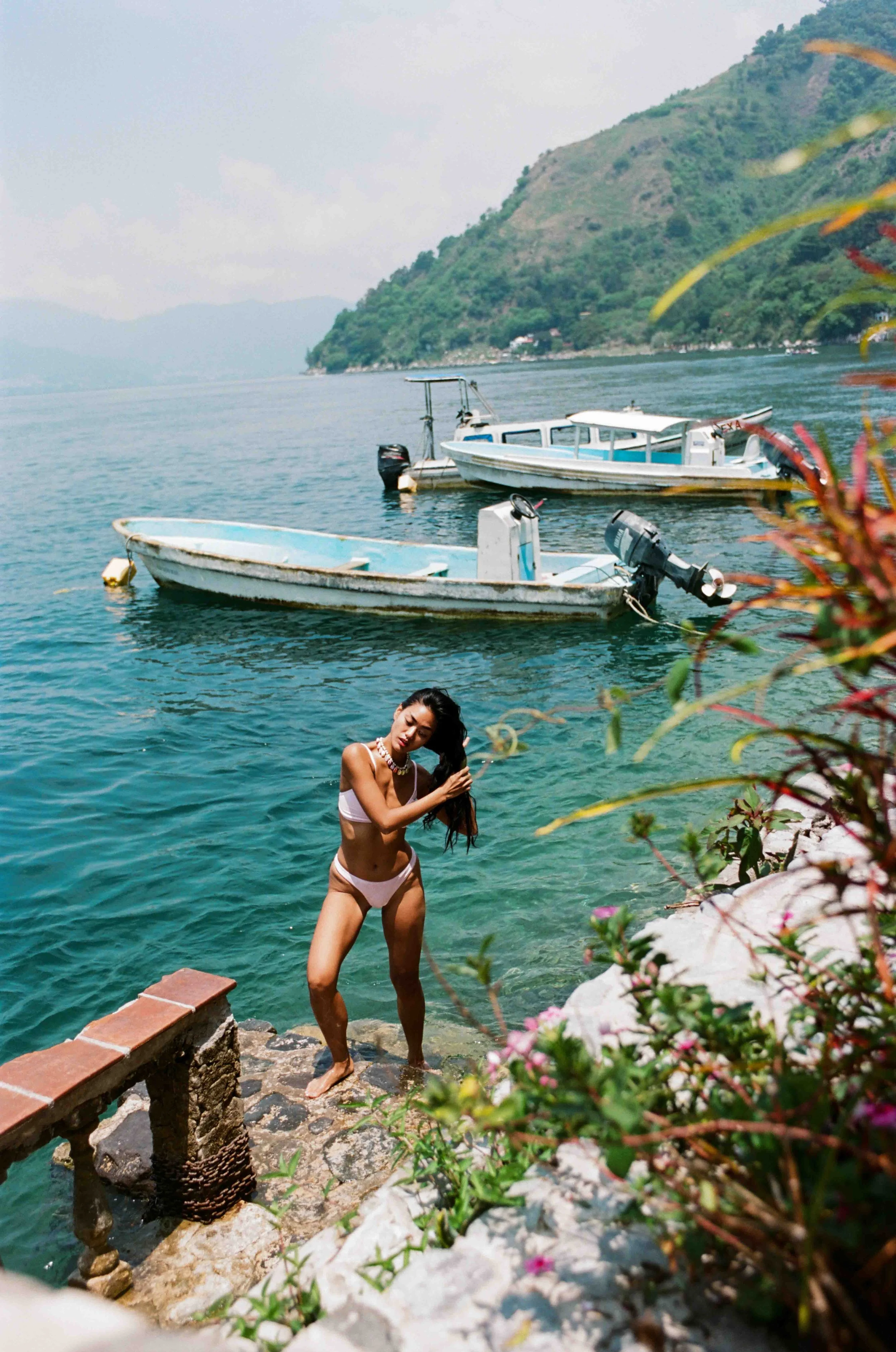  35mm film photos captured by photographer Susan Berry (BerryFace) in Lake Atitlan, Guatemala for Gooseberry Intimates.  Susan Berry produced the photoshoot remotely for the swimwear and lingerie brand and traveled to the location to capture a pictur