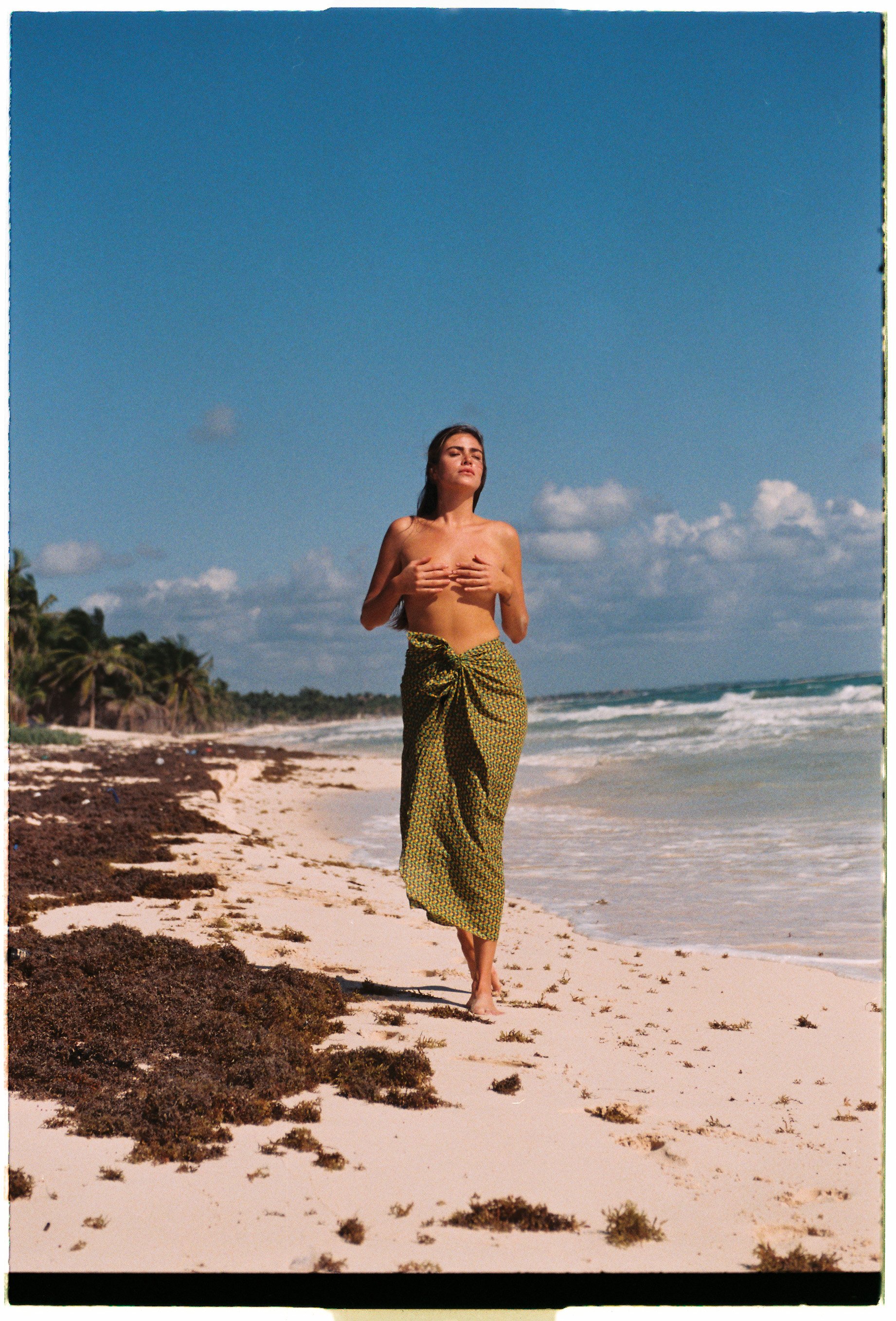  Film photoshoot for Faithfull The Brand captured on untouched beach in Sian Ka’an biosphere reserve in Tulum, Mexico with authentic Mexican cabana. Photographed by Susan Berry on Kodak e100 and Portra 160 35mm film with a Nikon F6 camera 