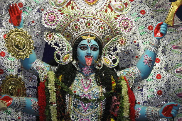Kali (Sanskrit: काली;Telugu: కాళీ; Tamil: காளி; Bengali: কালী), also known as Kalika (Sanskrit: कालिका) is often misunderstood. She is the Hindu goddess associated with empowerment, or shakti (SHAKTI!!!). She is the mighty aspect of the goddess Durga. The name of Kali means the black one and force of time. She is therefore called the Goddess of Time, Change, Power, Creation, Preservation and Destruction. Her earliest appearance is that of a destroyer principally of evil forces. So when I say I have an altar for the goddess of destruction people don't really get it and I understand. But Kali has helped me to destroy my lack of belief in myself, my fears, and many of my worries. It's not just random destruction, though one must be careful with such a powerful force. Sometimes you get what you ask for, tenfold. I am filled with strength and gratitude. In this life THIS was the mother I was handed. I'll take it. JAI JAI KALI MA!!