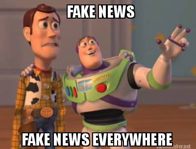 Image: Bugs Lightyear from Toy Story saying “fake news is everywhere”