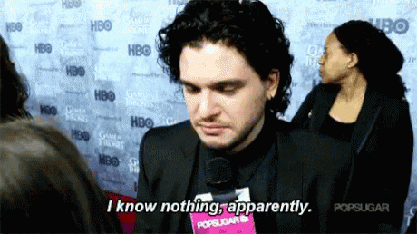 Image: Actor of Jon Snow from Game of Thrones saying “I know nothing, apparently.”