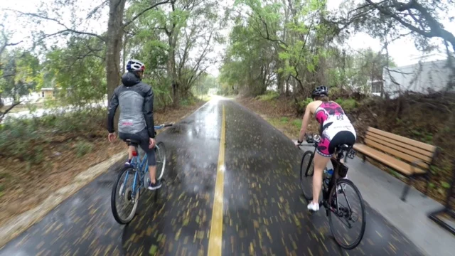 A rainy-day recovery ride with Angela and Pedro. Photo Credit: Pedro Gomes