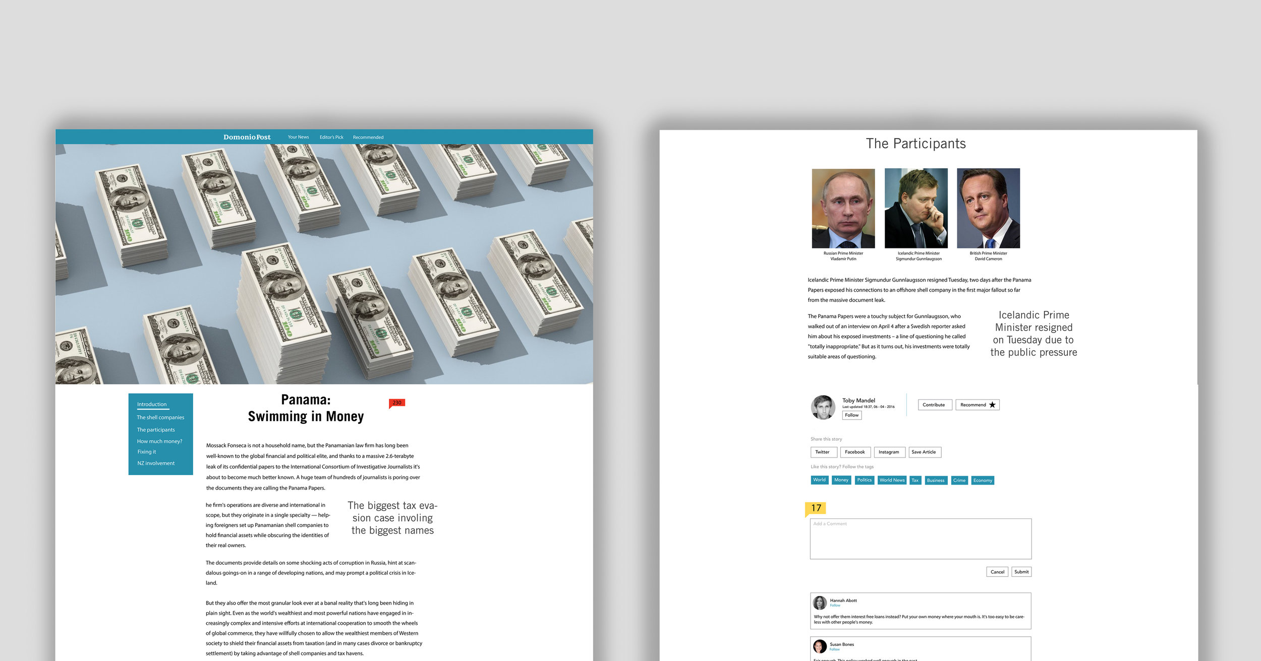 Example of a feature article page