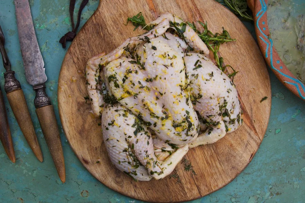 Spatchcock Chicken with Lemon, Herbs and Salsa Verde