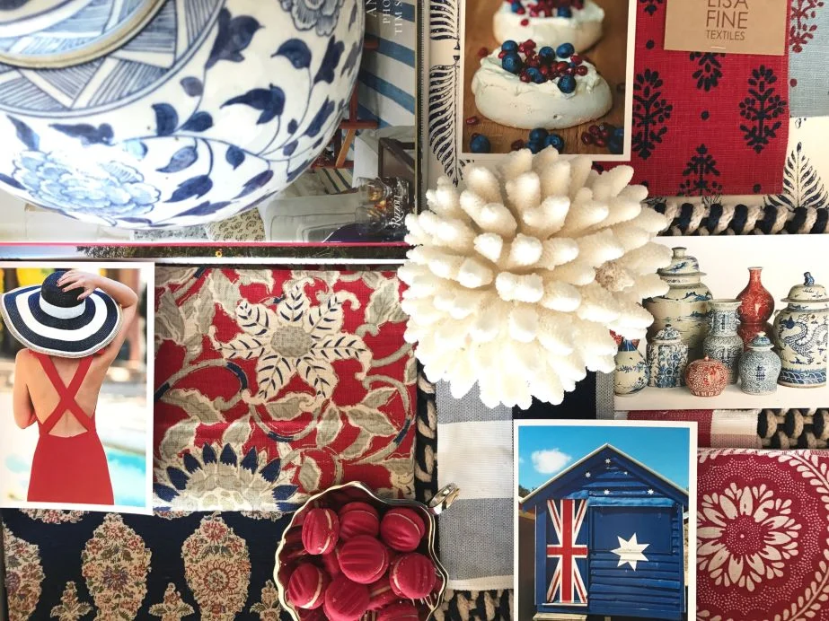 Happy Australia Day! Today we get to celebrate how lucky we are to live in such a beautiful country. We thought what better way to celebrate the colours of our flag than with an inspiration board we've created for you in blue, red & white! This is a colour scheme we will be channeling a lot more in 2017.
