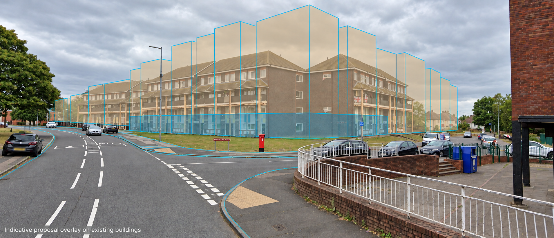 Massing exercise overlaid on the street scene with indicative retail zone