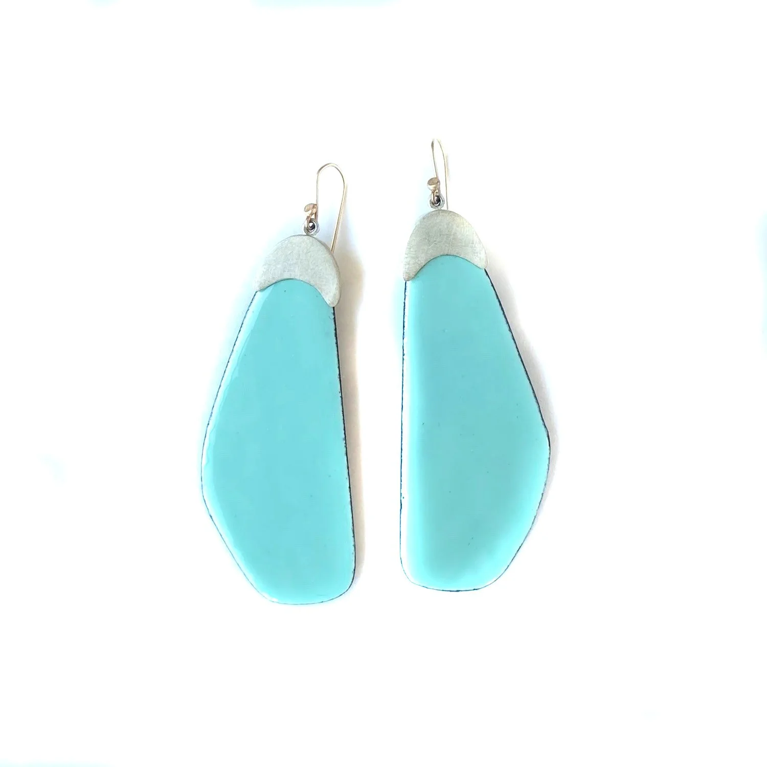 Wide Slab Earrings With Robins Egg Blue with Silver