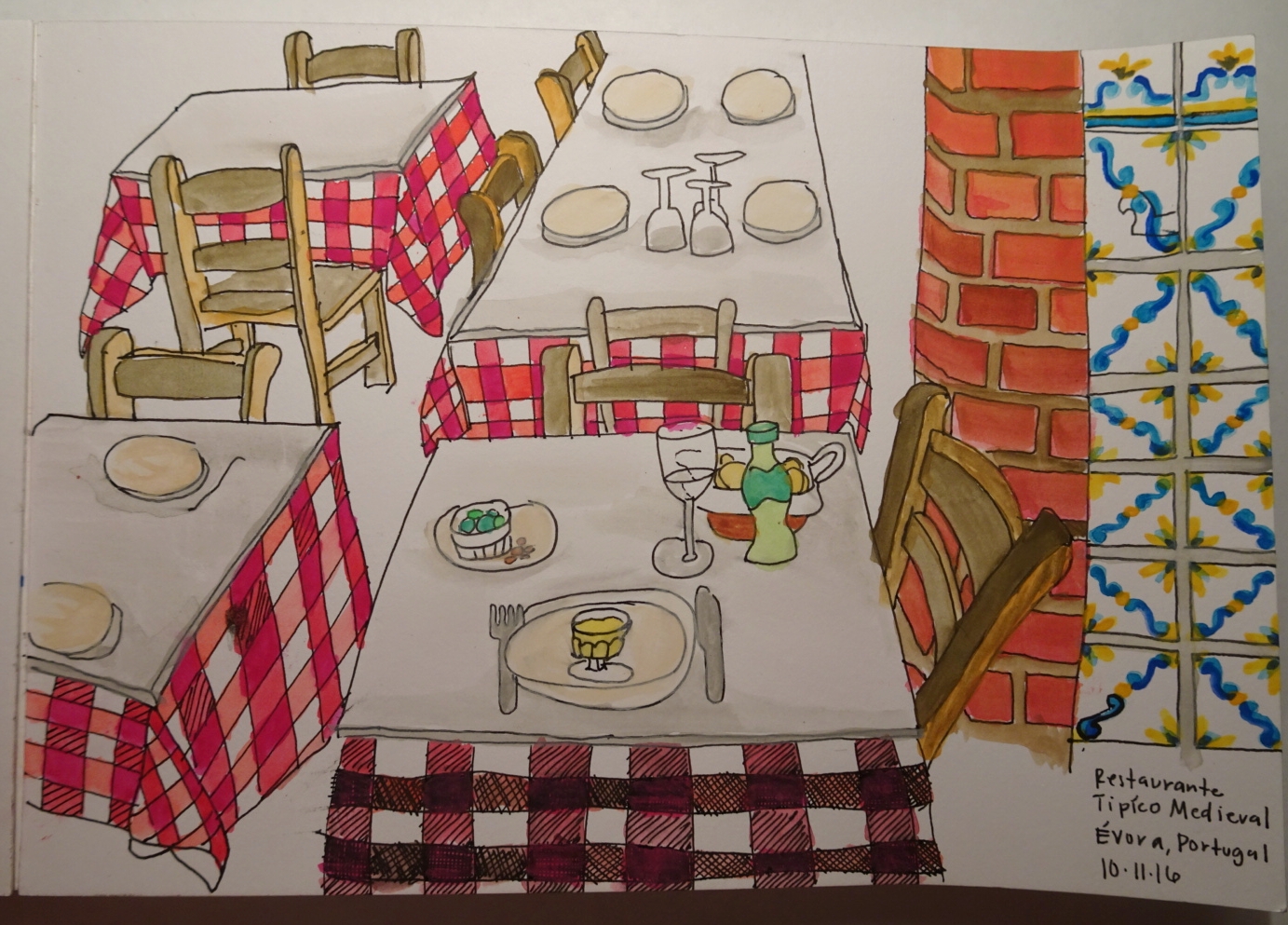 Sitting alone for dinner.