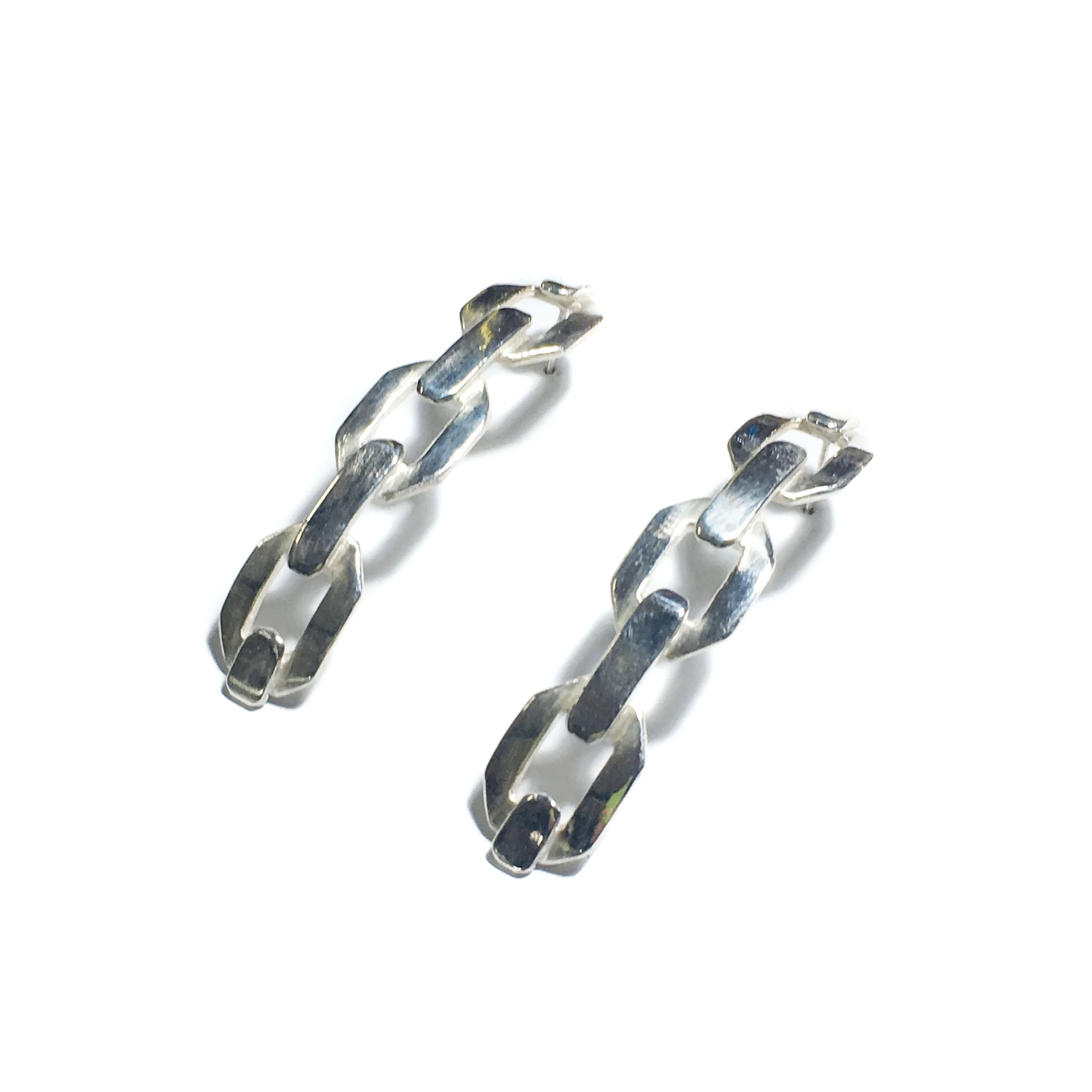 Thick Chain Post Earring Sterling Silver