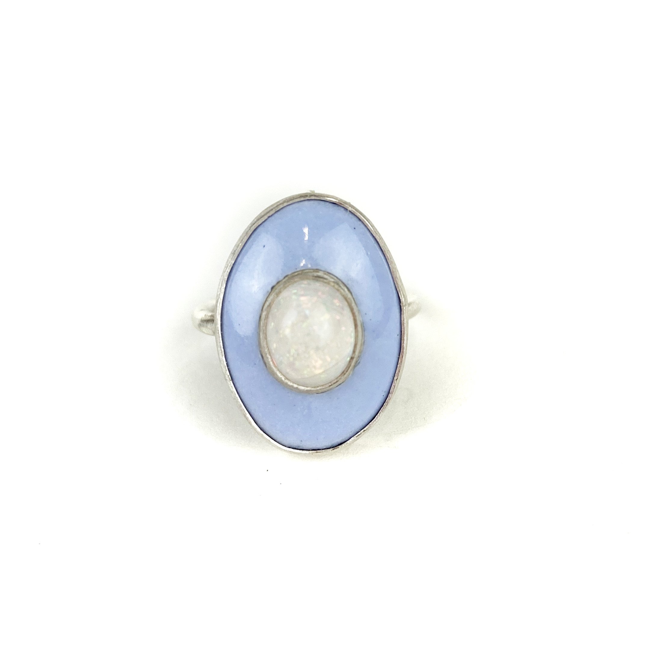 Gazer Ring Oval pale blue + opal - size 7 and up