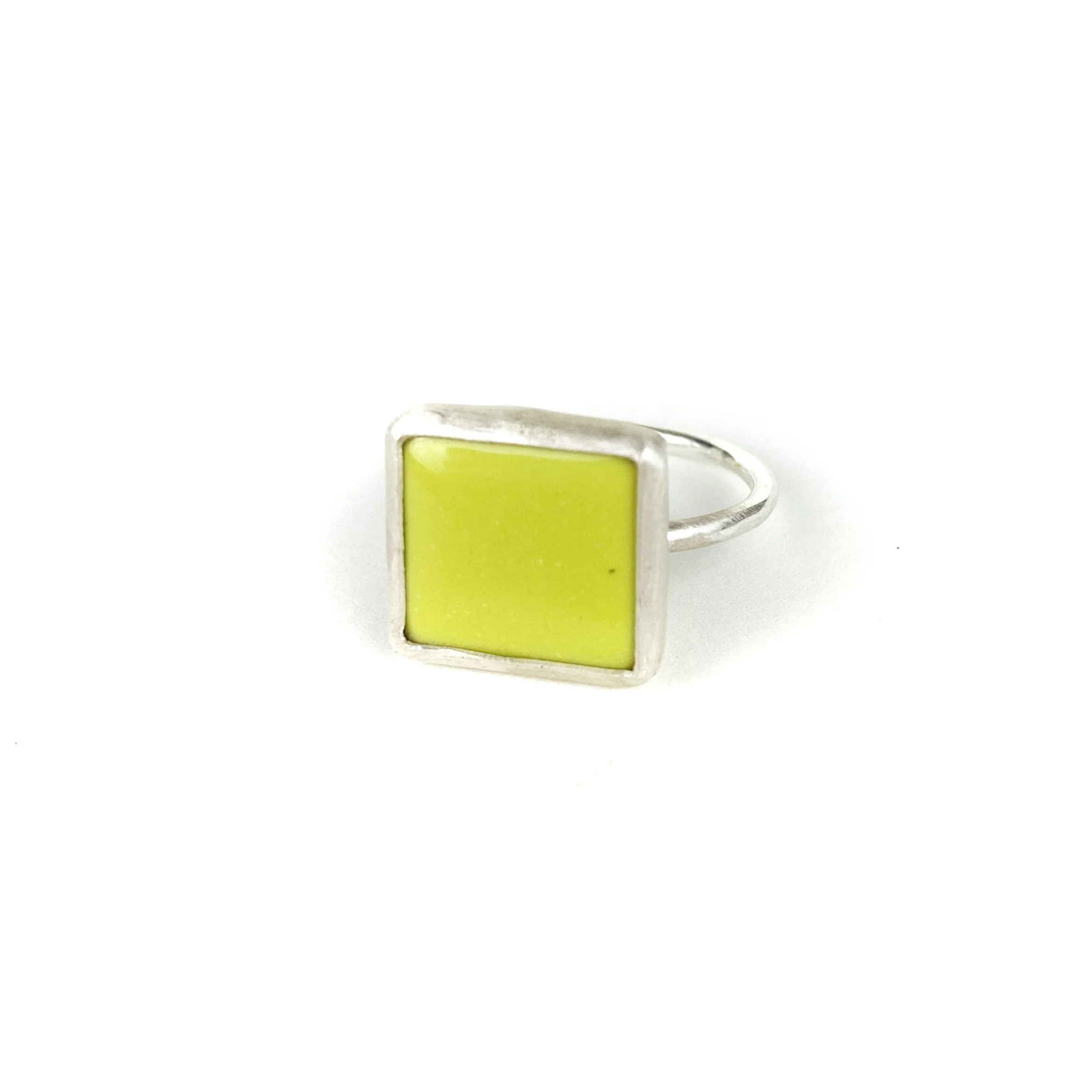 Simple Enamel Ring - Small Melon Square