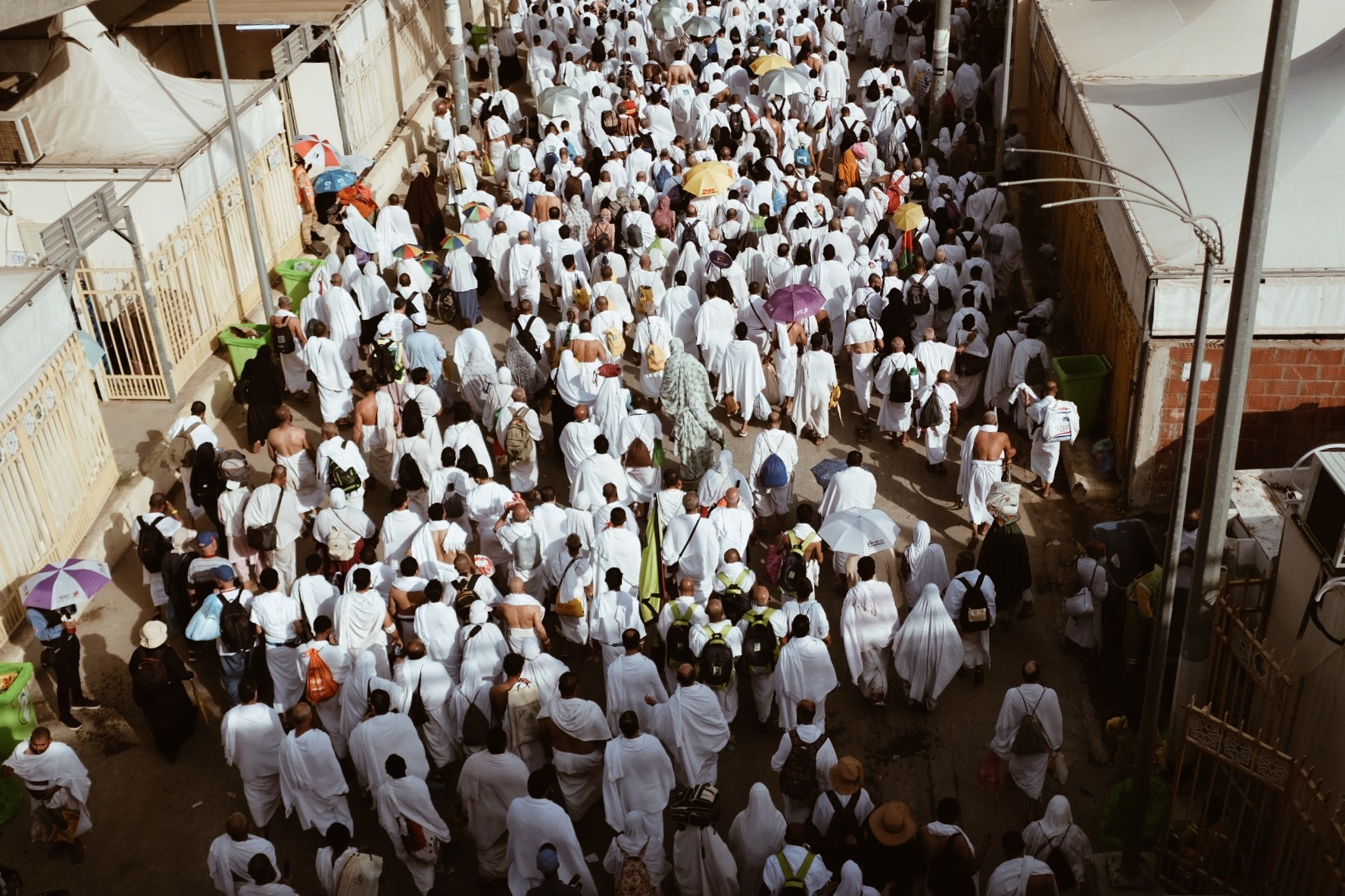 Pilgrims make their way to the Jamarat .