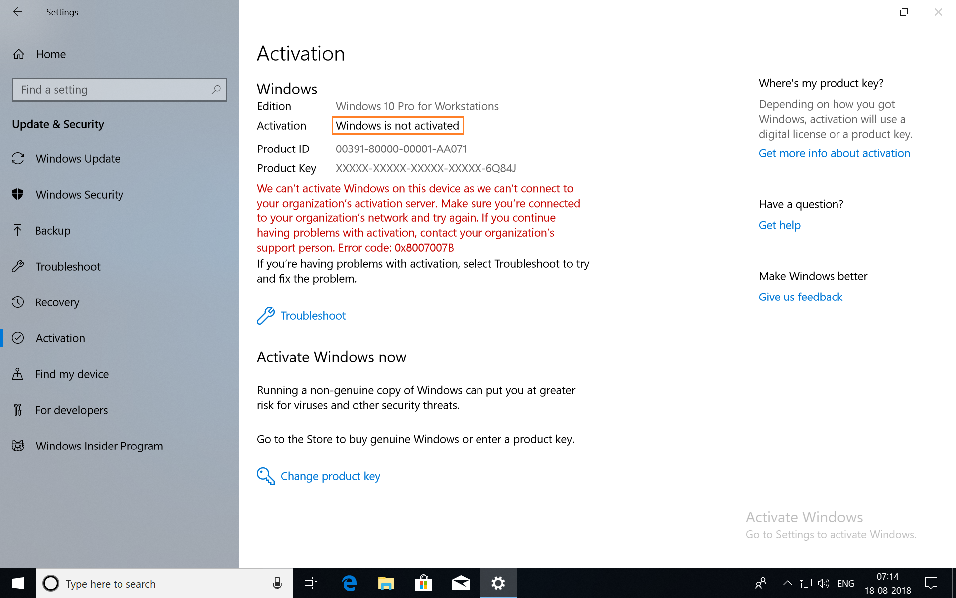 windows 10 pro workstation activation key