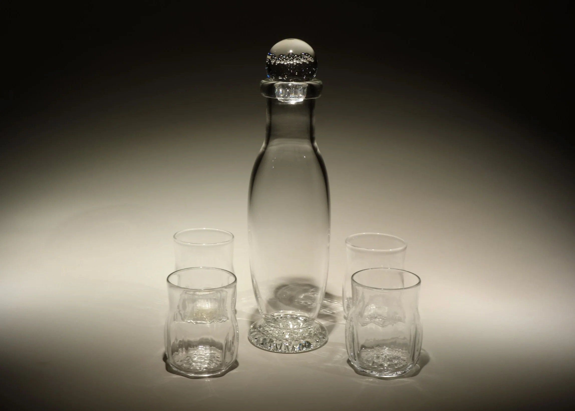 Crystal Decanter with a set of four Crystal Rocks Glasses