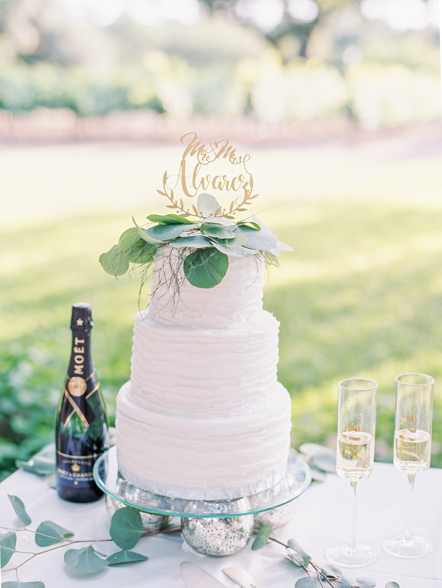 Elegant Spring Vineyard Wedding | Film Wedding Photographer | Austin Wedding Photographer | Simple White Wedding Cake with Flowers | Britni Dean Photography // britnidean.com