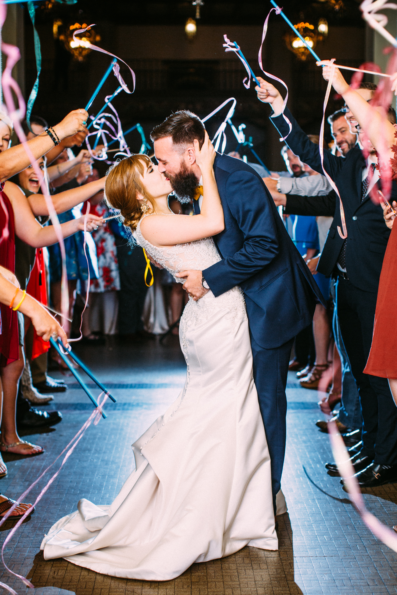 Eclectic Summer Wedding, Austin Wedding Photographer, Film Wedding Photographer Texas, Unique Wedding Exit, Streamer Wedding Exit, Britni Dean Photography