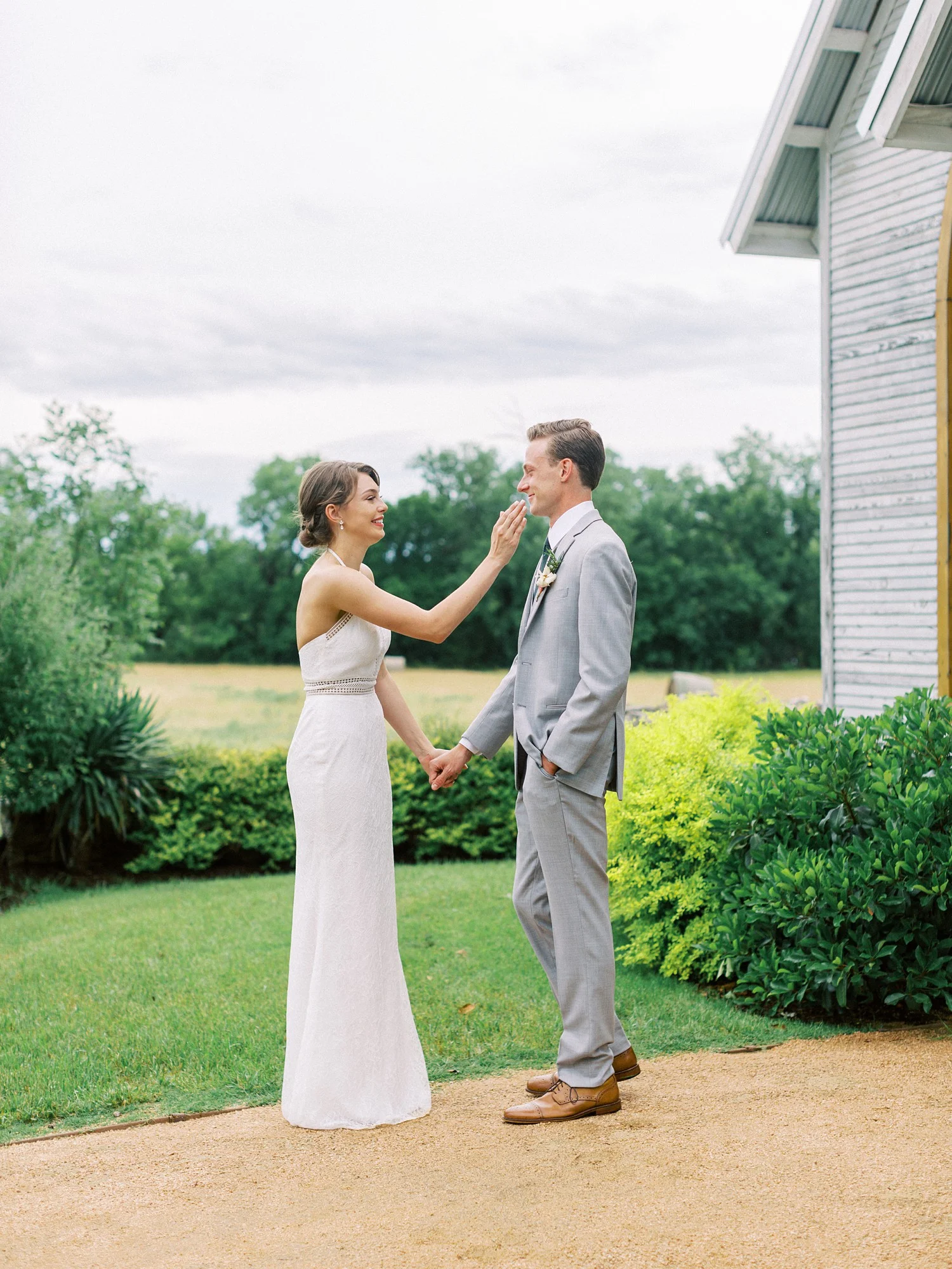 Bride & Groom First Look | Summer Wedding Inspiration | Fort Worth Wedding Photographer | The Brooks at Weatherford