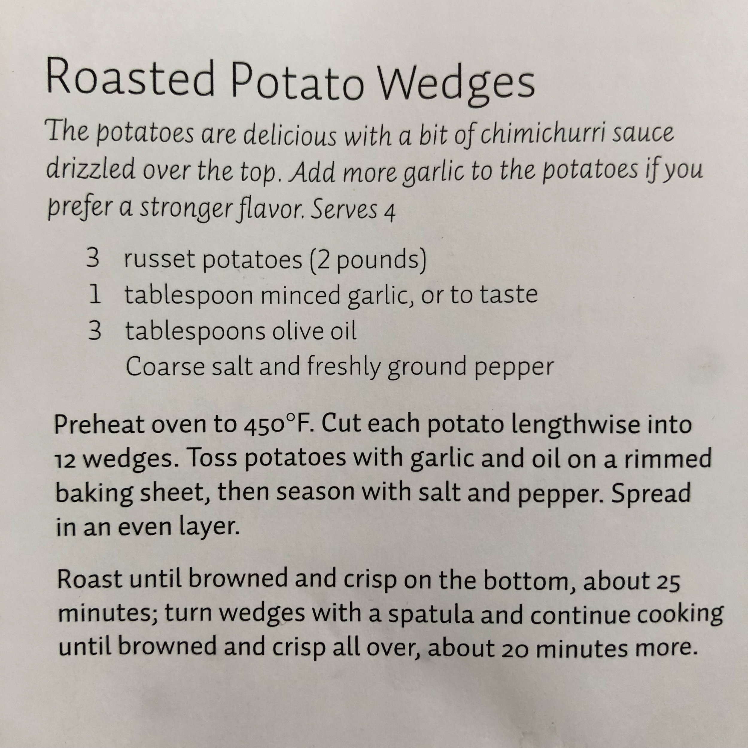 Source: Martha Stewart's Dinner at Home, 2009.