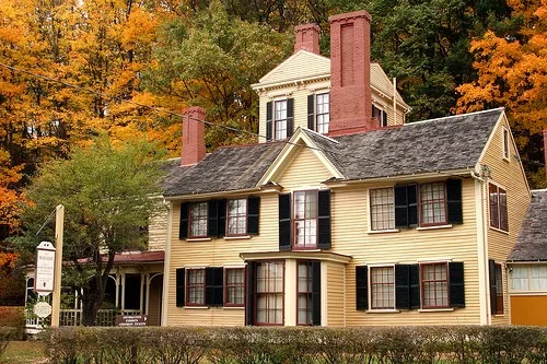 The Wayside, the only home the Hawthornes ever owned, in Concord, MA. Nathaniel added that room at the top for his writing studio.