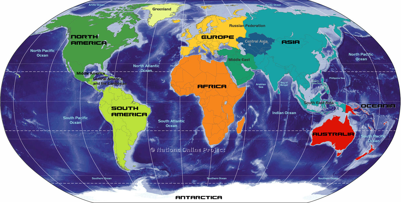 图1:今天的位置构成地球大陆的位置。网上图片:一个世界——国家。