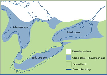 大纲阿冈昆湖在安大略省南部约12000年前。raybet11从皇家安大略博物馆形象。raybet11